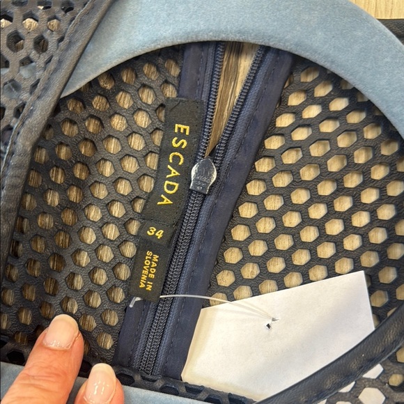 ❄️☀️Escada Navy Midi Dress with Mesh Detail - Picture 4 of 4